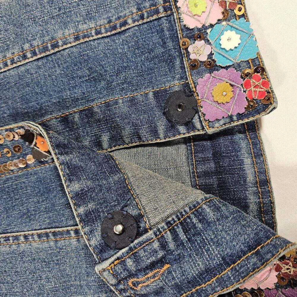 Vintage BERER Embroidered Sequin & Beaded Denim Jean Jacket Size Large - Picture 7 of 9